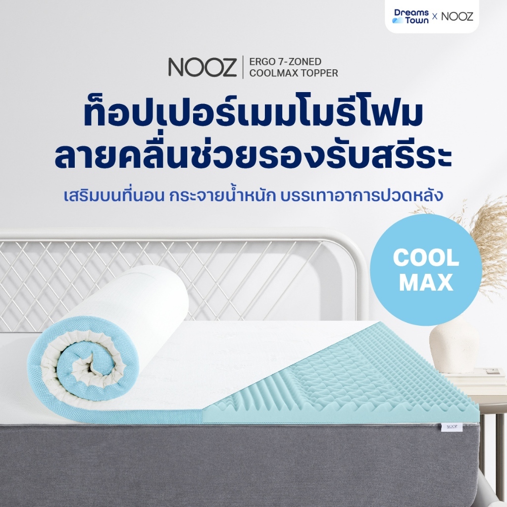 ท็อปเปอร์เมมโมรี่โฟม Nooz Ergo Coolmax The 7 Zone (ผสม Cool Gel เย็นสบาย)
